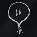 2022 New Arrival Shiny Wedding Jewelry Bridal Necklace Earrings Set Temperament Tassel Crystal Jewelry Set for Women