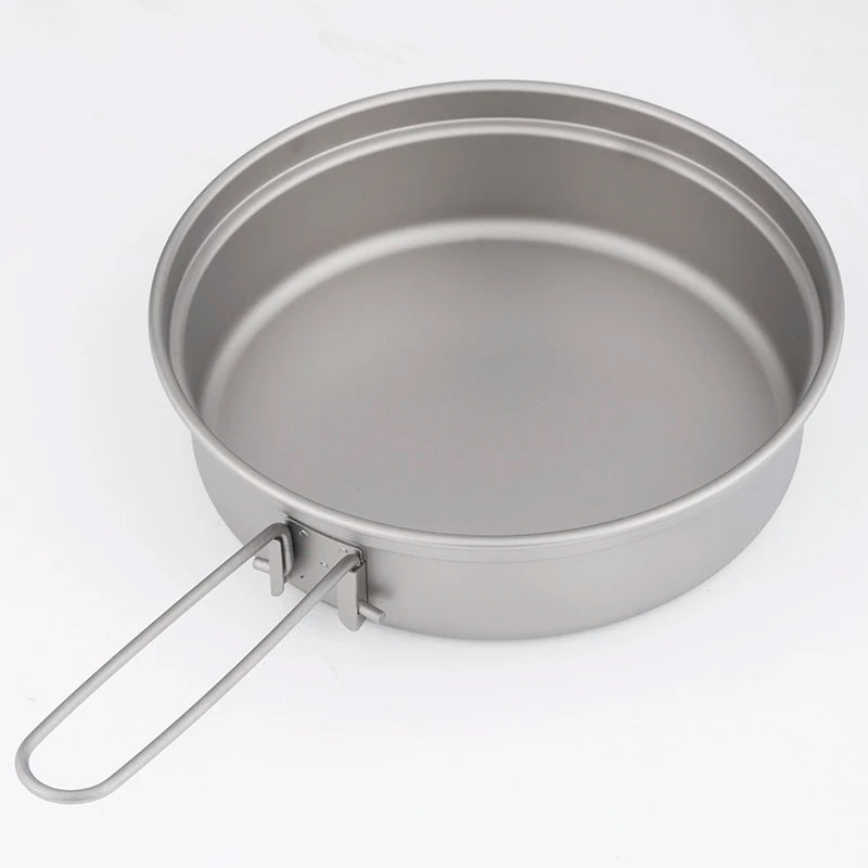 Ultralight 350ml/500ml Titanium Plate Frying Pan Set Outdoor Camping Dinnerware Cookware