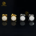 Hot Sale Pass Diamond Tester Hip Hop 925 Silver Gold Plated VVS Diamond Moissanite Flower Stud Earrings Cluster