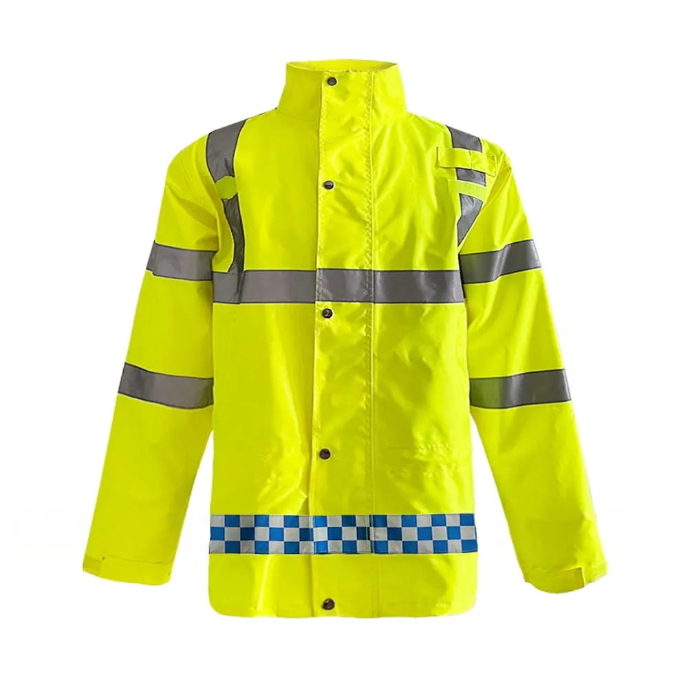 HCSP Yellow Safety Reflective Work Jacket Casual Style Oxford Material Raincoat Customizable Logo Waterproof Reflective Tape