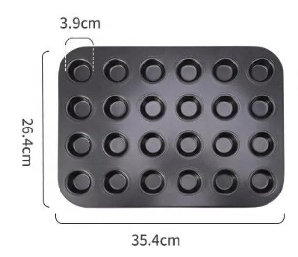 Mini 24 Cup Carbon Steel Pan for Perfect Muffins Cupcakes Nonstick Cupcake Tin Carbon Steel Cupcake Molds Bakeware