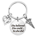 Stainless Steel Occupational Therapist Therapy OT Medical Caduceus Doctor Nurse She Believed She Could so She Did Key Chain