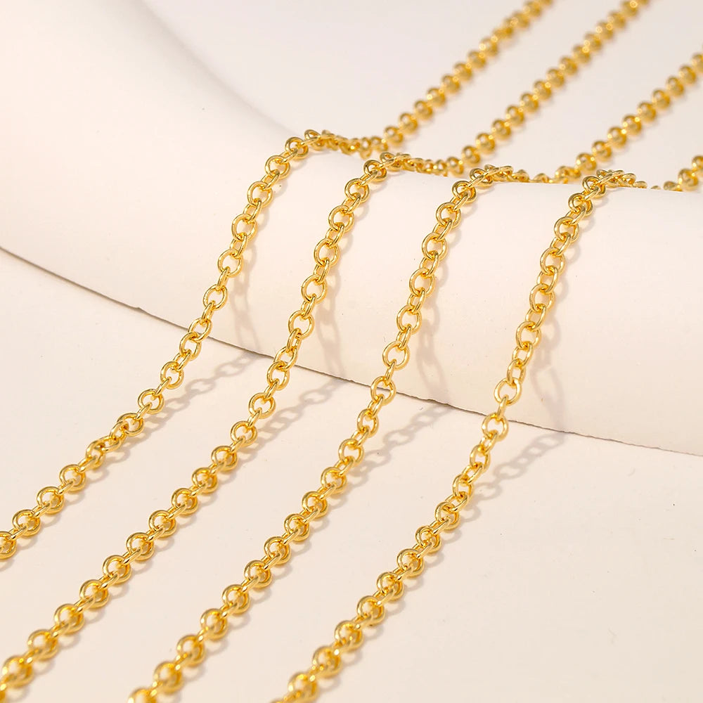 AU585 Chain Roll Jewelry Making 14k Solid Gold Jewelry Real Gold Jewelry 1.5mm Cable 14K Gold Chains Necklace