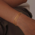Hot Style 18K Gold Plated Multi-Layer Stackable Stainless Steel Fashion Chain Thin Bracelet for Women