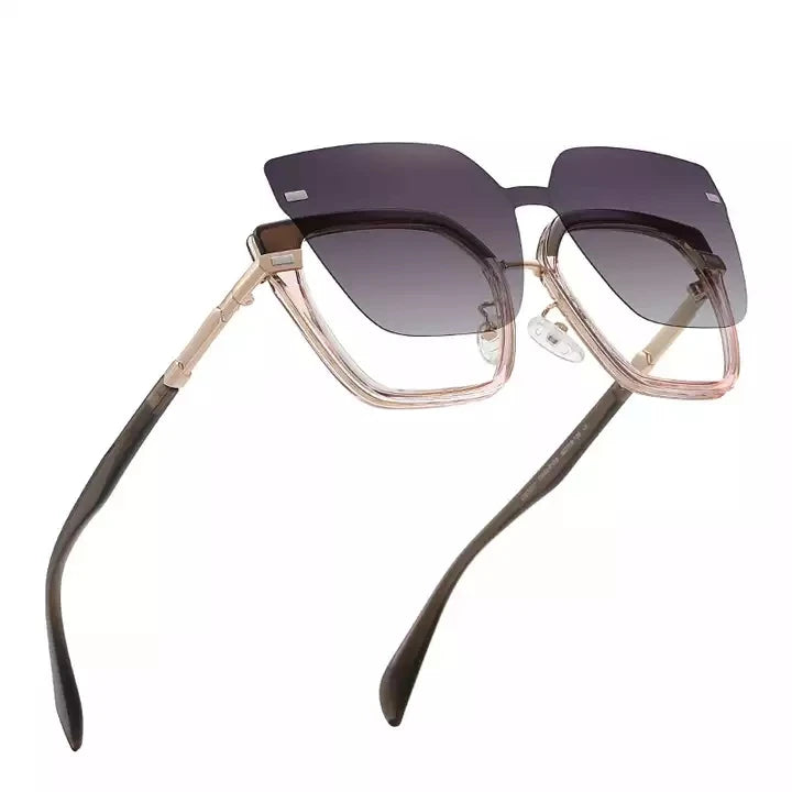 Fashion Tr90+metal Frame Polarized Magnetic Clip on Shade Sunglasses Reading Glasses