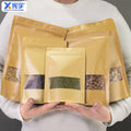 Factory Price Customization logo White Brown Kraft Paper Zipper Bag With Window Kraft Paper Standing Bag for Food Nuts