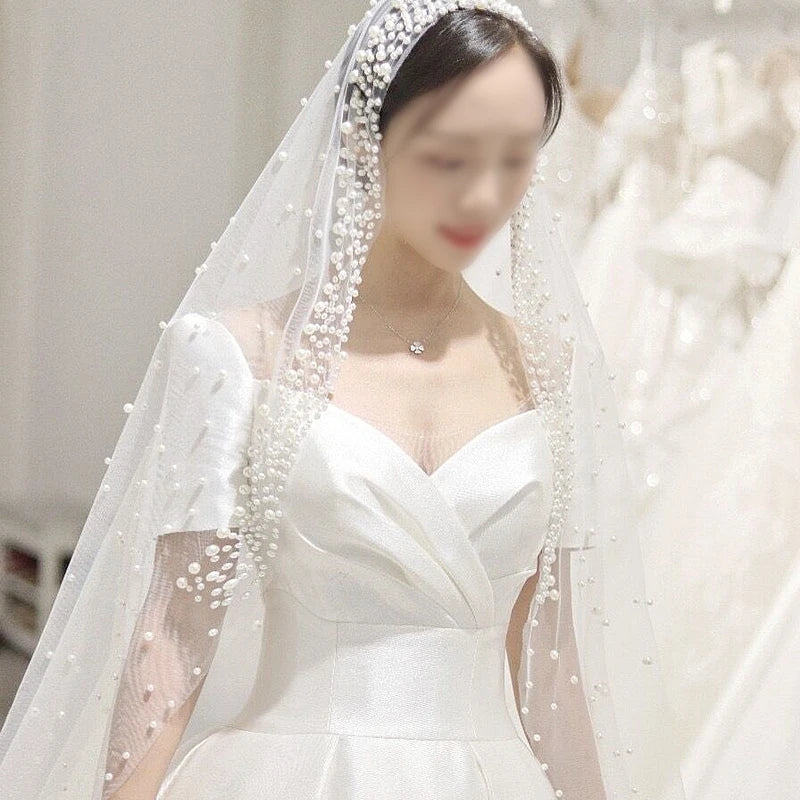 V120#2020 New Veil Fascinators Super Fairy Long Mopping the Floor Bead Wedding Veil Bride Main Wedding Accessories