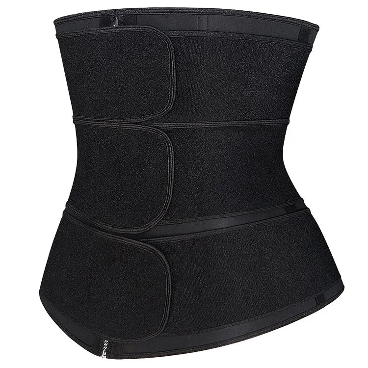 Wholesale 9 Steel Bones Front Zipper 3 Belt Adjustable Women Tummy Control Waist Cincher Shaper Neoprene Waist Trainer