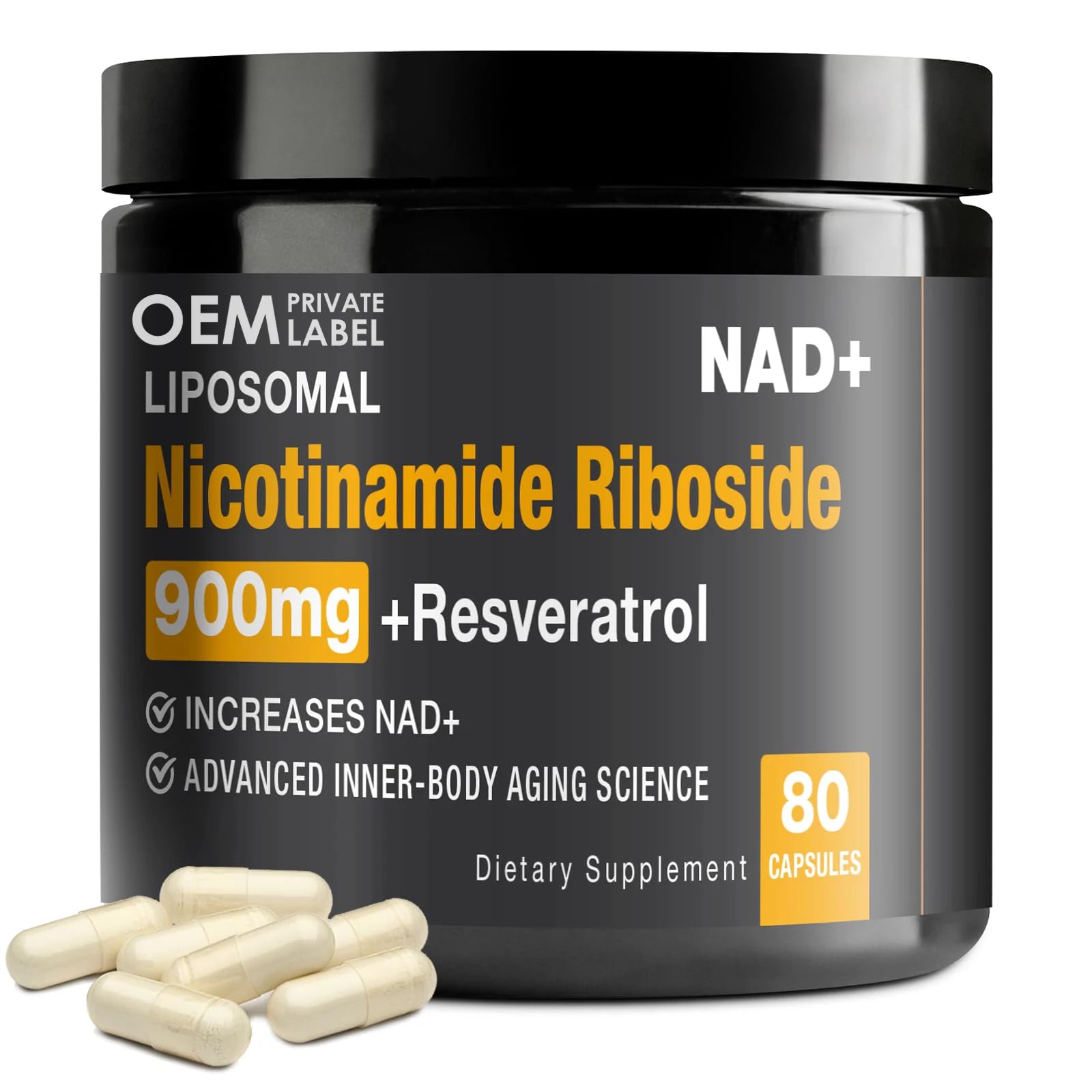 OEM NAD Supplement NAD+ with Nicotinamide Riboside (NR) Resveratrol Capsules Pure NAD Plus Capsules for Cellular Repair