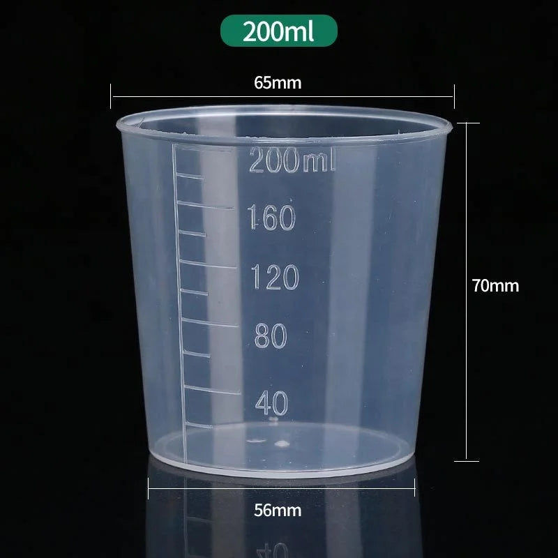 Custom Logo Kitchen Reusable PP Measuring Cup Scientific Plastic Graduated Beaker Transparent 200ml Measuring Cup