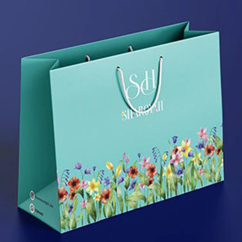 Design Promotion Luxury Wholesale Custom Printed Brand Logo Clothing Retail Gift Shopping Jewellery Paper Bag With Handle