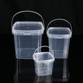 Hot Sale Mini Clear Pail Food Grade Square Bucket With Handle for Ice Cream Butter Honey
