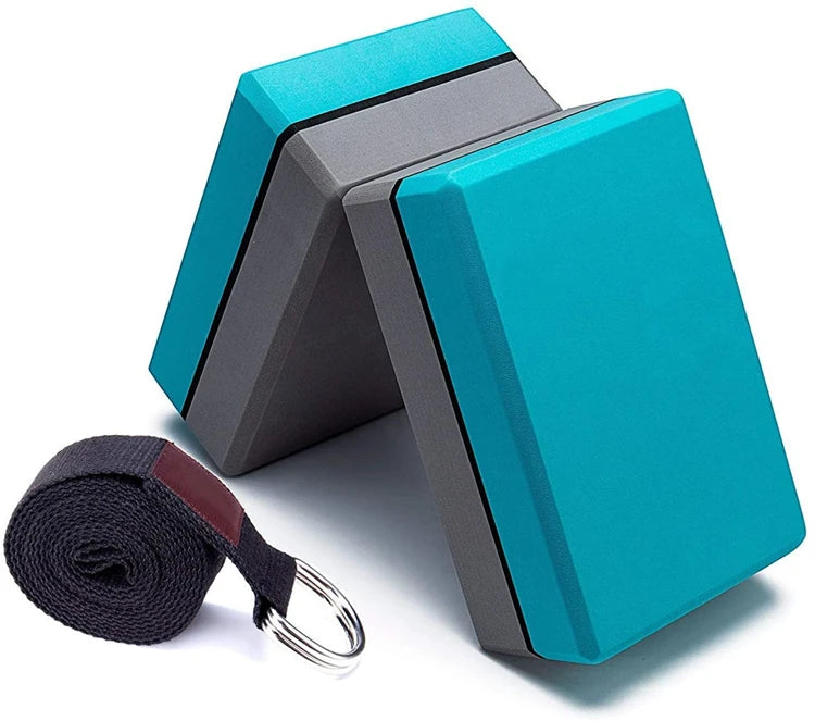 Hot Sale Custom Multicolor High Quality Yoga Stretch Strap and Eva Yoga Block Set