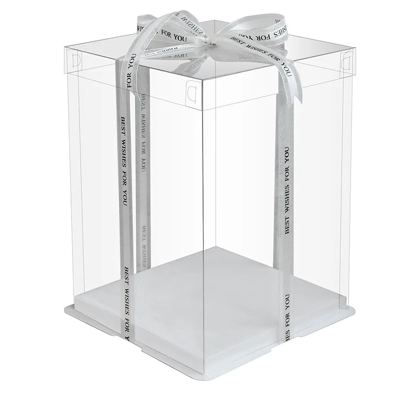 Cheap Custom Luxury  Wedding Cardboard Plastic Clear Transparent Packaging Cake Box Wholesale