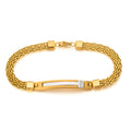 European and American Popularity Cubic Zirconia Inlay Stainless Steel Bracelet 18K Gold Plated Charm Bracelets for Men Jewelry