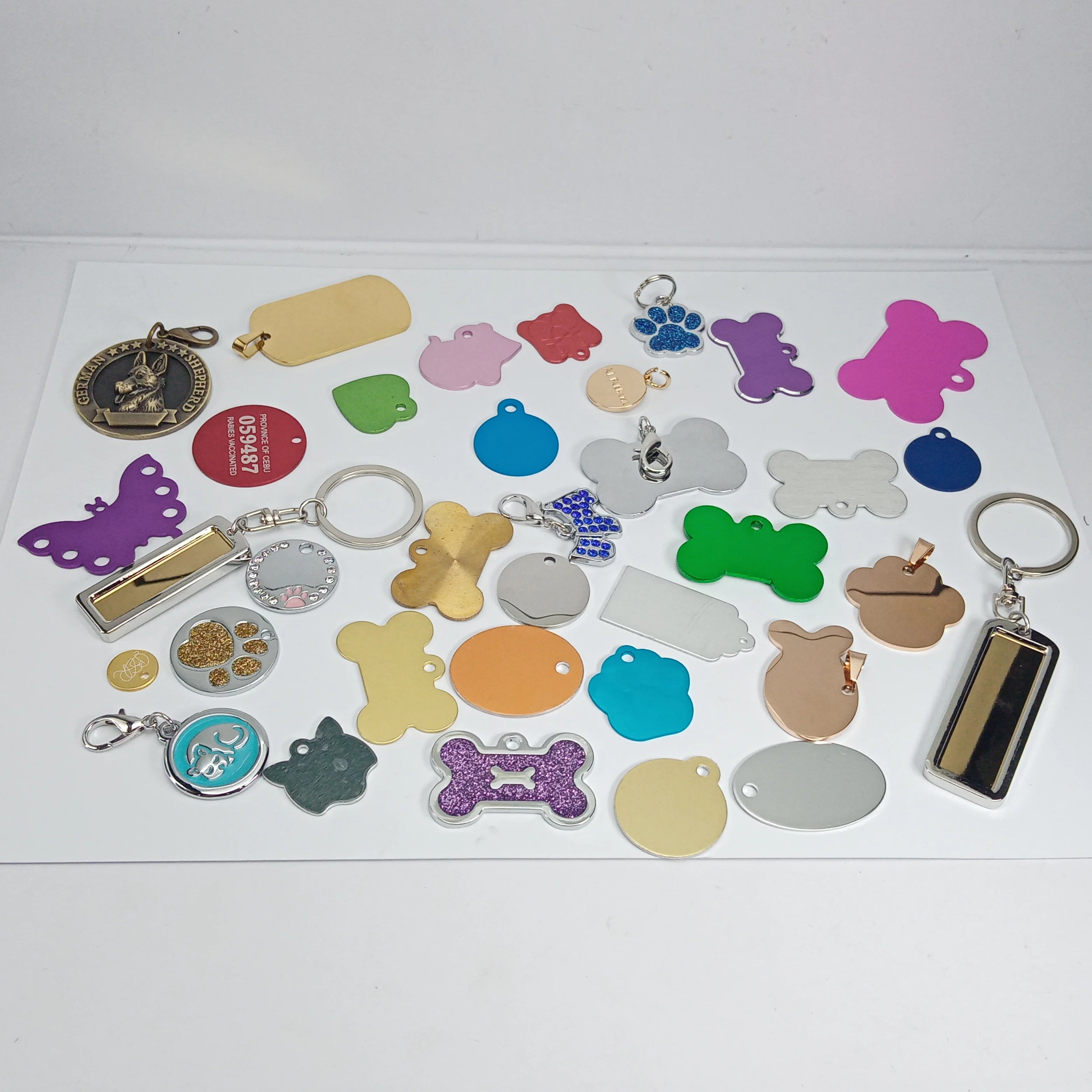 Many Shape of Animal Products Round square  Oval  Chamfer Processing Metal Aluminum Dog Tags  Use for Dog Collar Tags