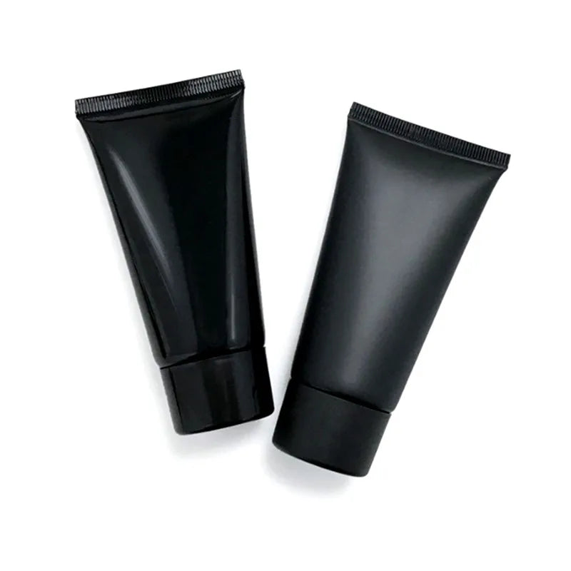 Oval Shape Matt Black Facial Cleanser PP Tube Soft Plastic Tube Body Lotion Custom Printing 30ml 50ml 100ml Luxury Golden Tube