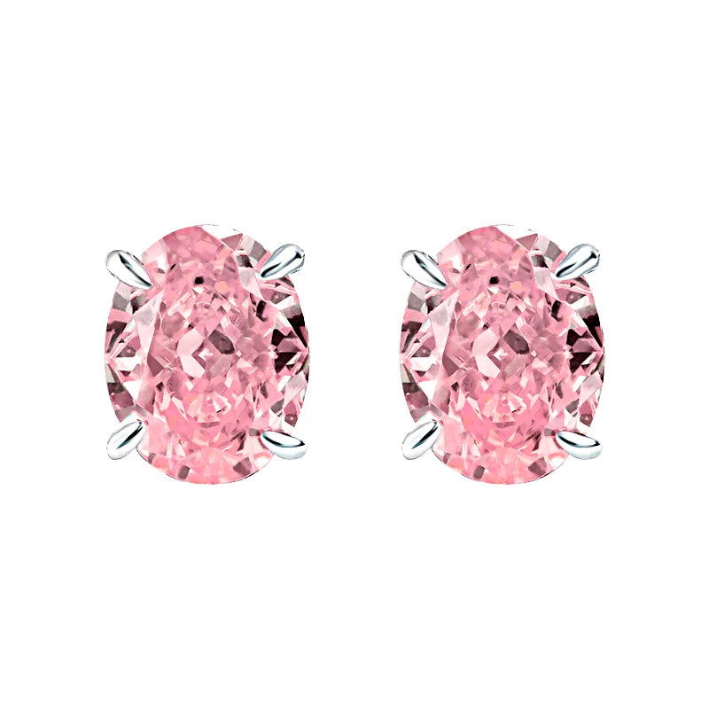 Luster Jewelry Soild Silver 4.5ct Light Luxury Wedding Moissanite Women Earrings With pink Diamond