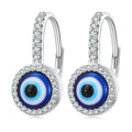 Factory 925 Sterling Silver Evil Eye Drop Earrings for Women Devil Eye Hoop with Pave CZ Buckle Setting Fine Jewelry BSE790