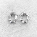 Sterling Silver 7*9mm Semi Mount Stud Earrings Empty Frame Support Blank Setting S925 Base Without Center Stone for DIY Inlay