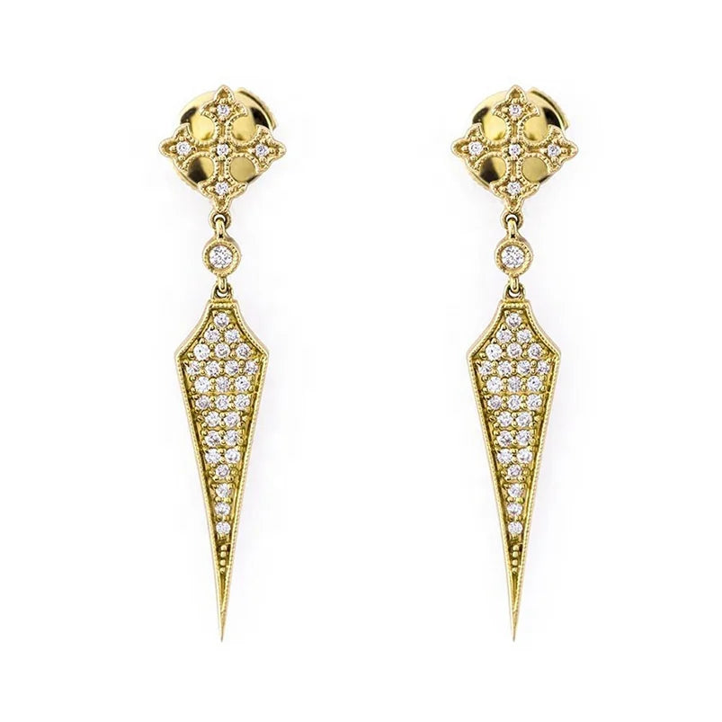 Latest Model Fashion Women Jewelry Cross Long Crystal Drop Earrings