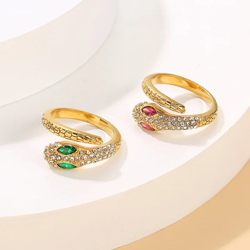 Rose Gold Plated Snake Ring Stainless Steel Titanium Finger Ring Gold Filled Jewelry for Women Aci Inoxyd Bagues Bijoux En