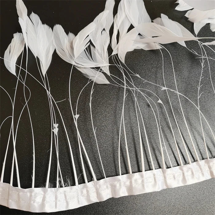 White Stripe White Rooster Hair Accessory Feather Plume Tassel for Women Hat and Costume Decoration Party Hair Accessory