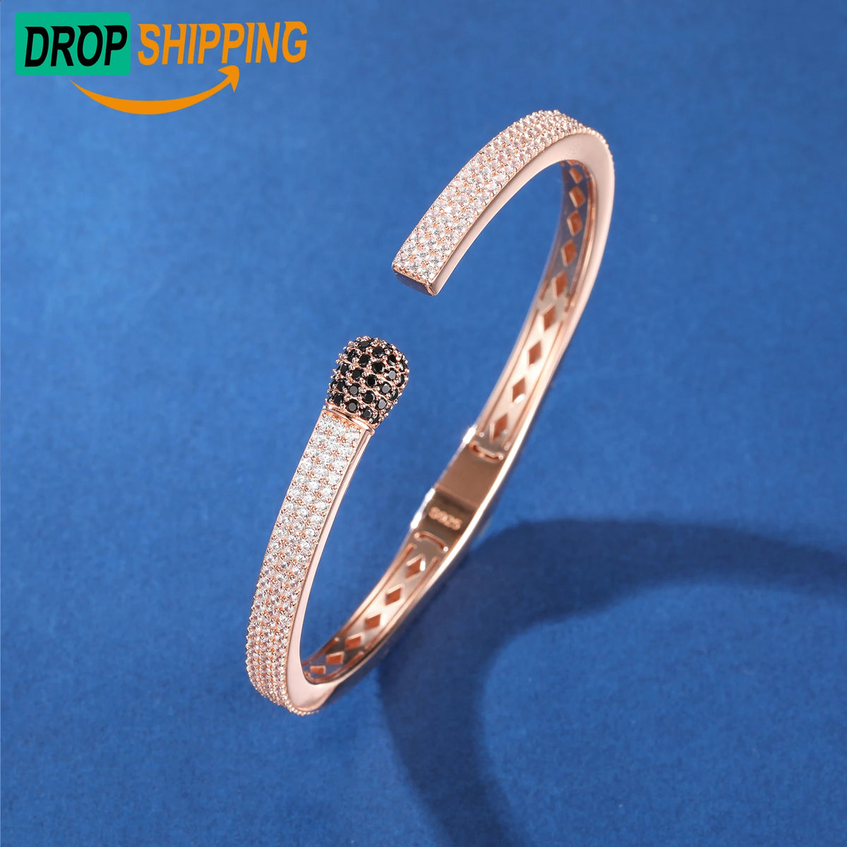 Valentine's Day Gift Fien Jewelry Trendy Rose Gold 5mm 925 Sterling Silver VVS Moissanite Diamond Iced Out Cuff Flame Bangle MegaBDM