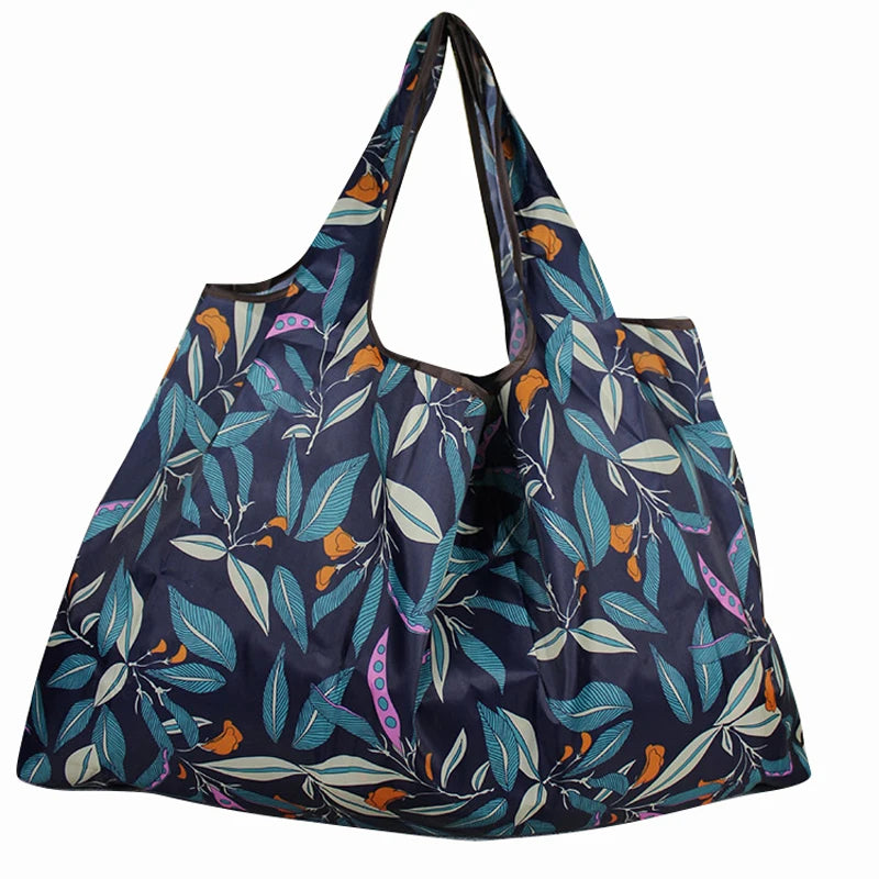 Gelory Popular Recycled Polyester Fabric Eco-Friendly Reusable Tote Shopping Bag Folding Style Fun Cartoon for Grocery Shopping