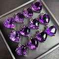 Spiritual Healing Gemstone Natural Amethyst Polished Facet Pendant Copper Wire for Girlfriend Wife Children Gift
