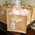 Wholesale Cheap 40*35*15CM Natural Linen Jute Tote Shopping Bag with Custom Design and Rope Handle for Gifts