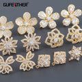 M1120   Jewelry Accessories18k Gold Platedcopperzirconpass REACHnickel Freeflower Shapecharmdiy Earring6pcs/lot