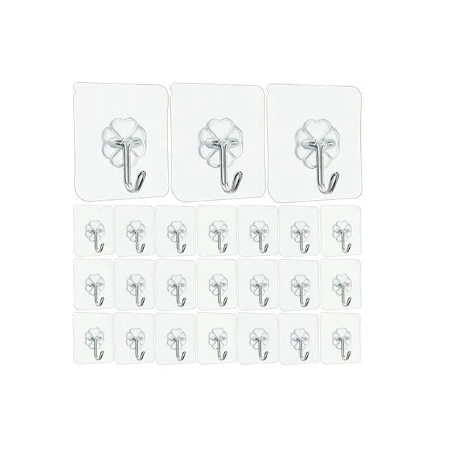 Wall Heavy Duty Self Adhesive Hooks Seamless Sticky Hanging Hook Plastic Keys Bathroom Shower Outdoor Tools Transparent PVC