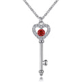 925 Silver Birthstone Jewelry Heart Key Pendant Women Chain Necklaces