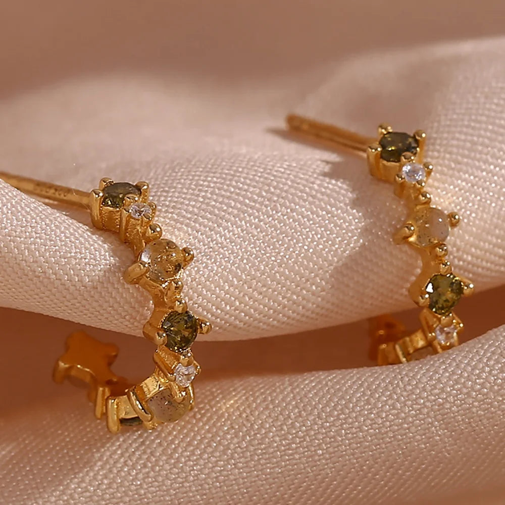 Dreamshow Natural Stone Crystal Rhinestone 925 Silver Jewelry 2023 Luxury Zircon Stud Earrings
