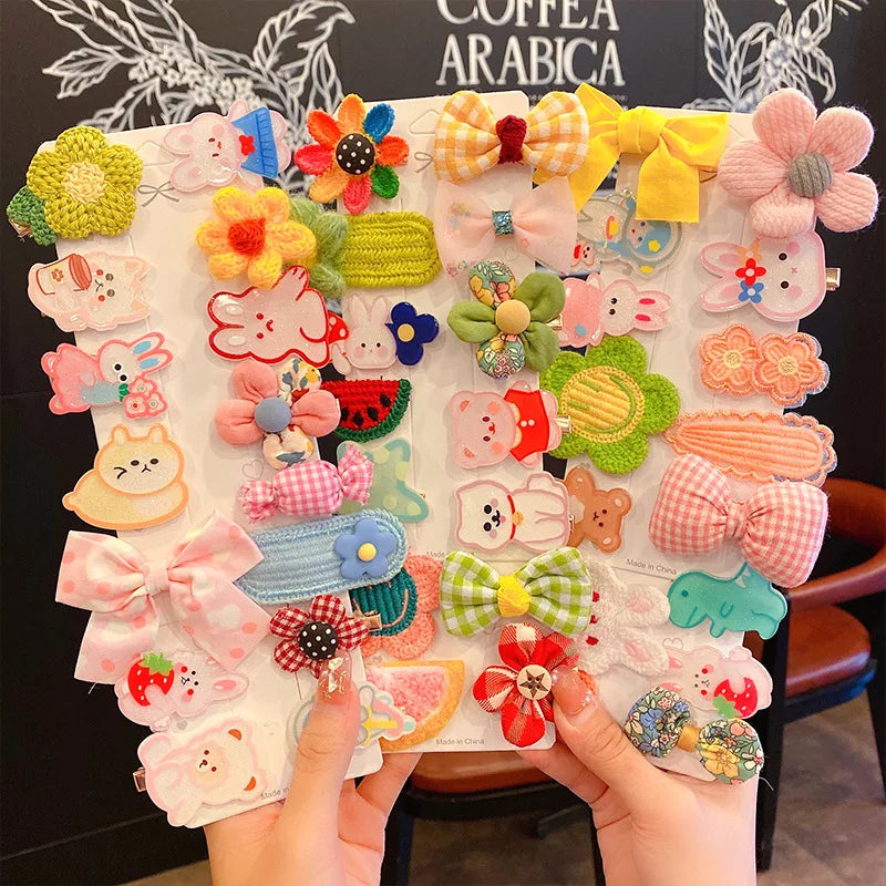 10pcs Mix Colors Fashion Plastic Bow Hair Clip with Animal Ribbon for Toddler Kids and Girls 24x12cm Per Card