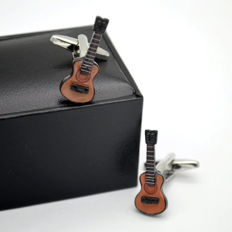 Best Gift for Him Guitar Cufflinks Brass Business Music Instrument-Themed for Wedding Engagement Party Anniversary