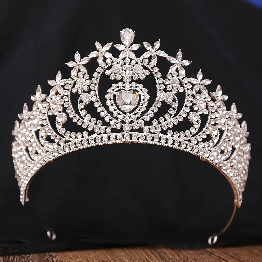 Luxury Alloy Crystal Princess Rhinestone Tiara Crown Bridal Hair Accessories for Wedding Prom Anniversary Parties