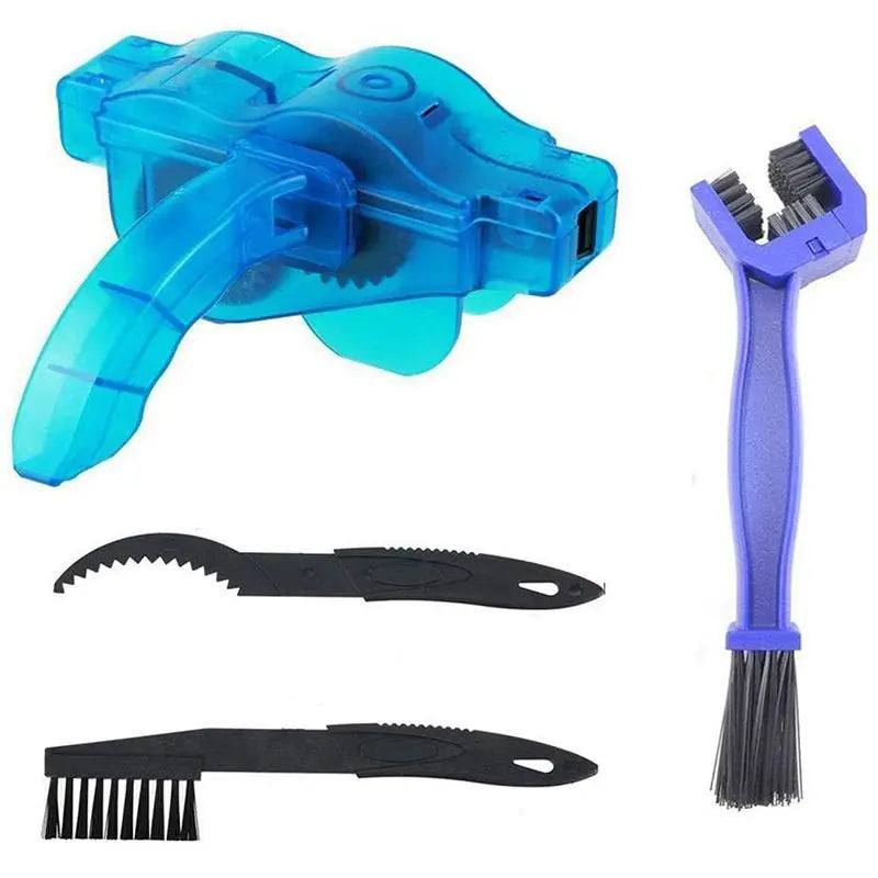 Portable 4-Piece Bicycle Chain Scrubber Washer Cleaner Tool Quick Clean Bike Brush Kit with Durable Feature for Mountain Cycling