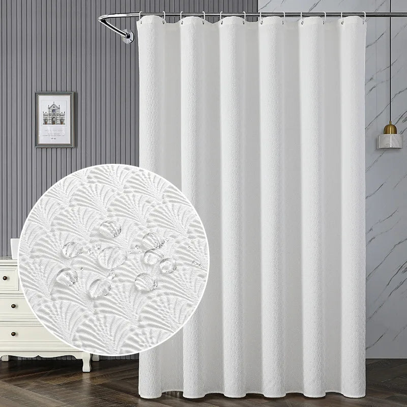 72x72 Inches 3D Embossed White Shower Curtain 2022 New Technology Shower Curtains for Bathroom/