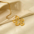 Hyperbole Jewelry 18k Gold Plated Stainless Steel Waterproof Hollow Irregular Flower Pendant Necklace