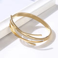 PVD 18K Gold Plated Stainless Steel Multi Cross Layer Crystal Curved Bracelet Love Clay Stone Wrist Bangle for Women Gifts