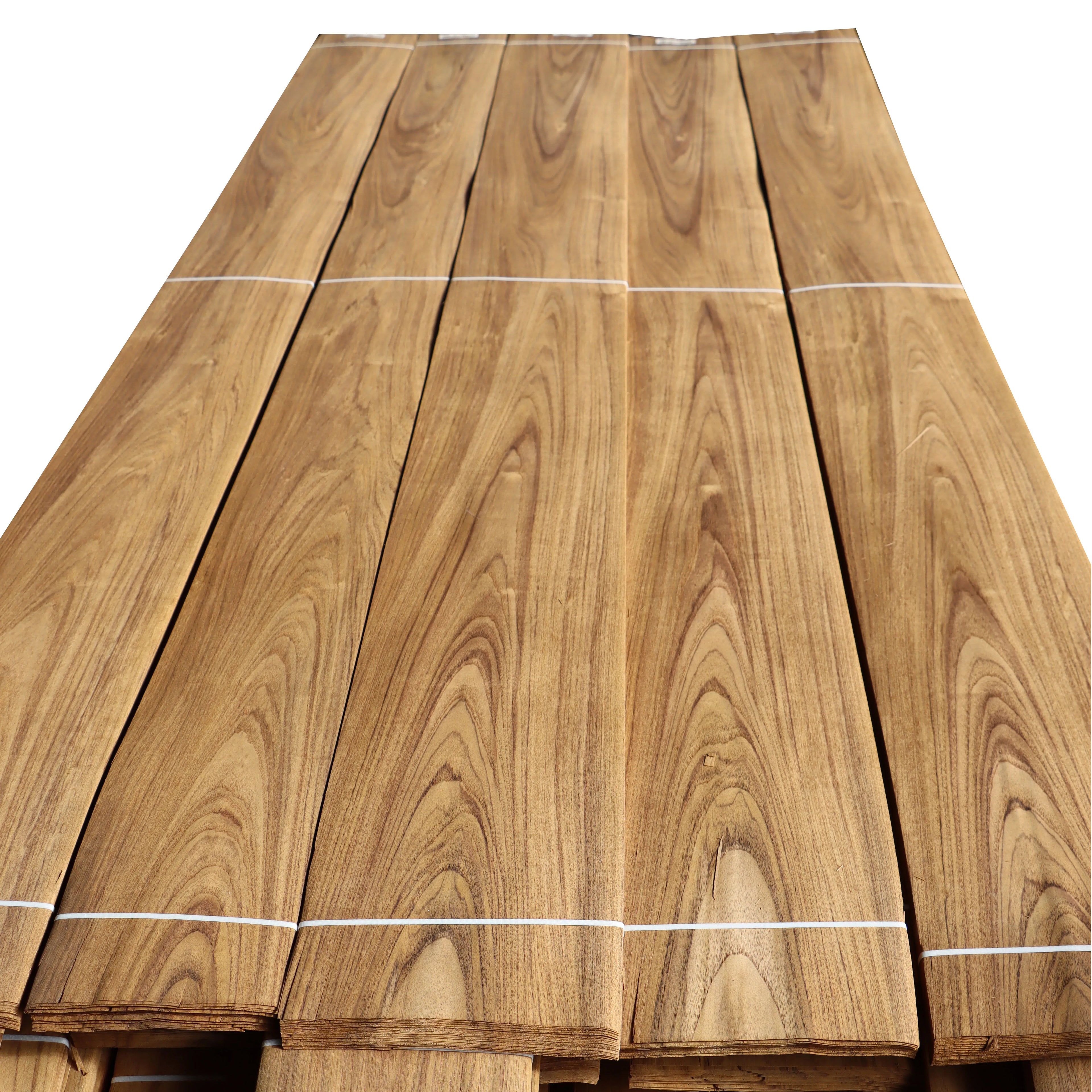 Factory Supply Natural Wood Veneer 0.2mm 0.3mm 0.5mm 1mm 2mm 3mm  Natural Plain Cut Burma Teak Veneer