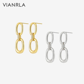 VIANRLA 18K Gold Earring 925 Sterling Silver Jewelry 29*11mm Oval Hoop Earrings Powerful Shape Fashion Women's Jewelry