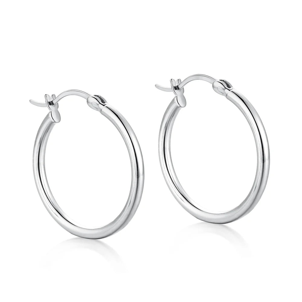 Dylam in Stock Hypoallergenic Jewelry Earrings Women S925 Silver Rhodium 18K Plated 13mm 18mm Hoop Earrings