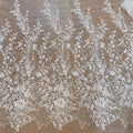 Luxurious 3D Net Yarn Embroidery Flower Leaf Branch Lace Fabric 100% Polyester with Pearls for Wedding Dress & DIY Material