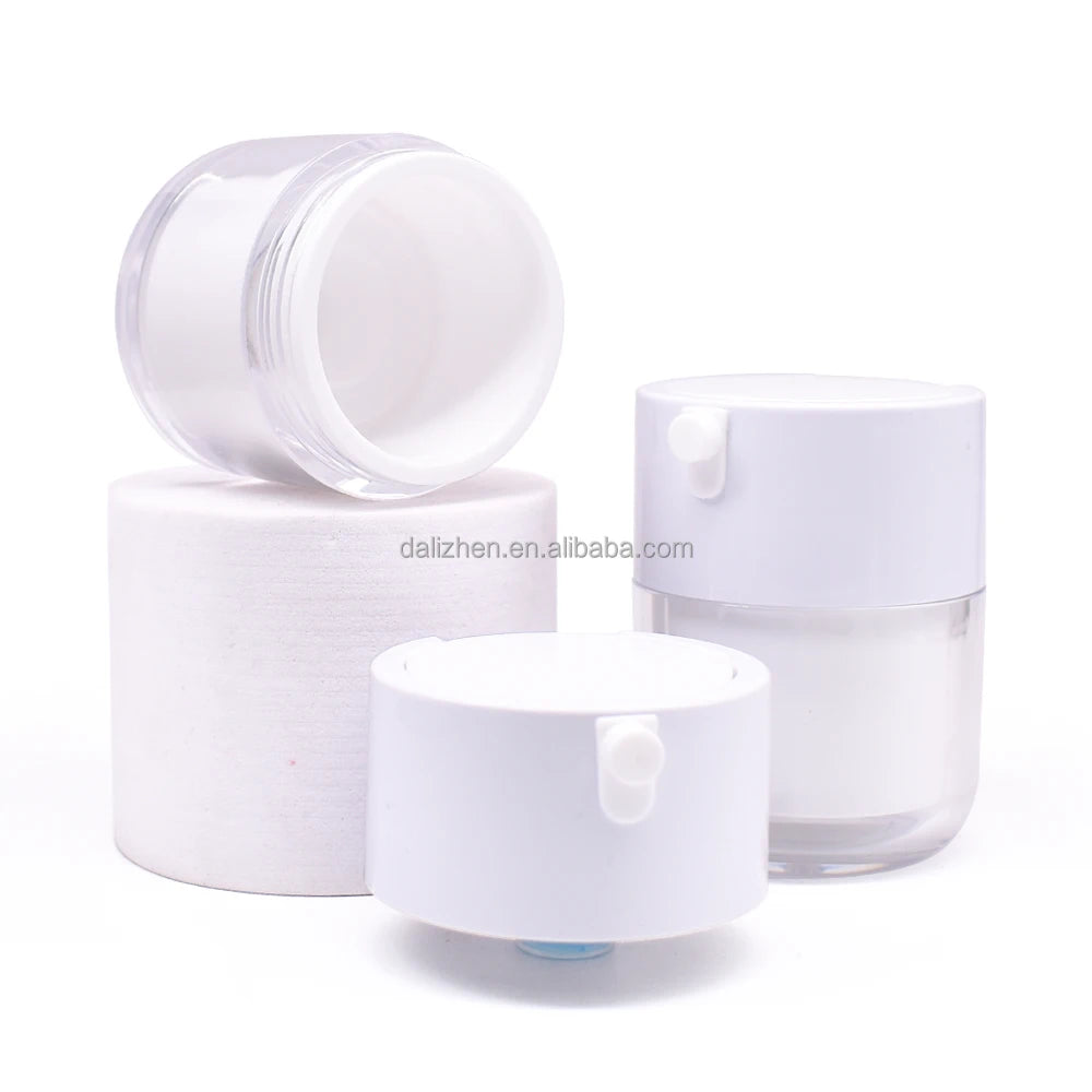 1OZ/30G Cosmetic Container Double Wall White Acrylic Airless Pump Jar for FACE Cream