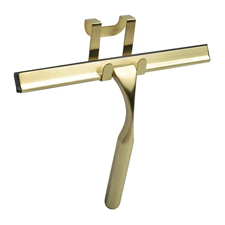 Silicone Glass Squeegee Wiper Blade Gold Window Cleaning Water Squeegee Stainless Steel Shower Window Cleaner Squeegee