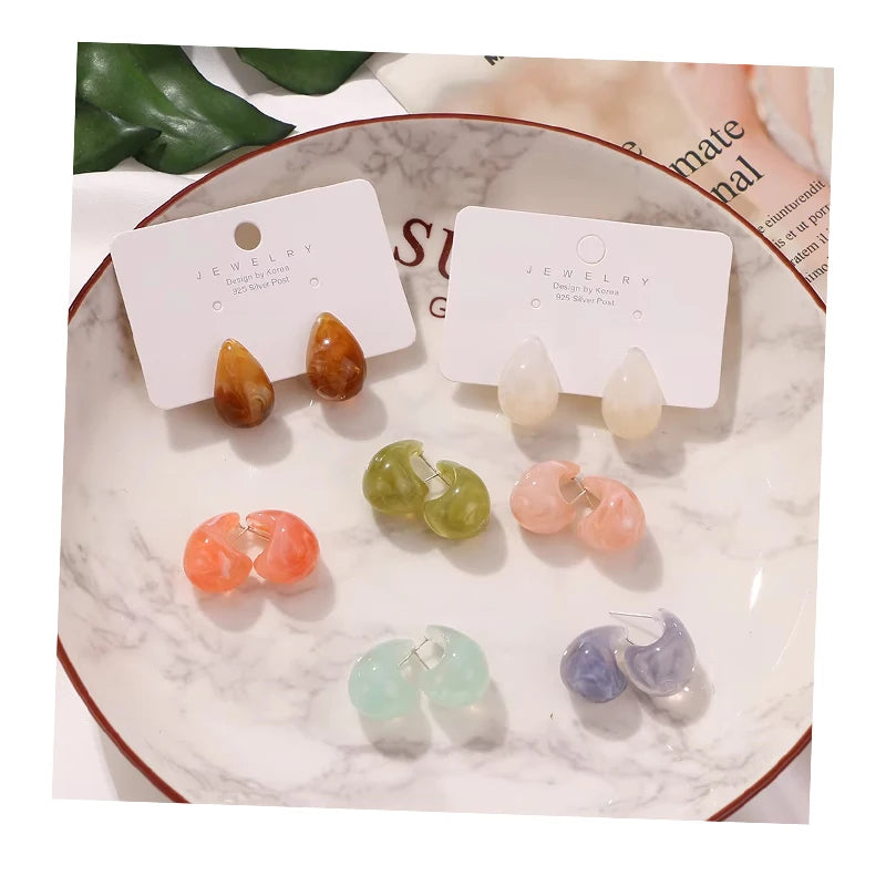 Fashion Colorful Acrylic Water Drop Earrings for Women Jewelry