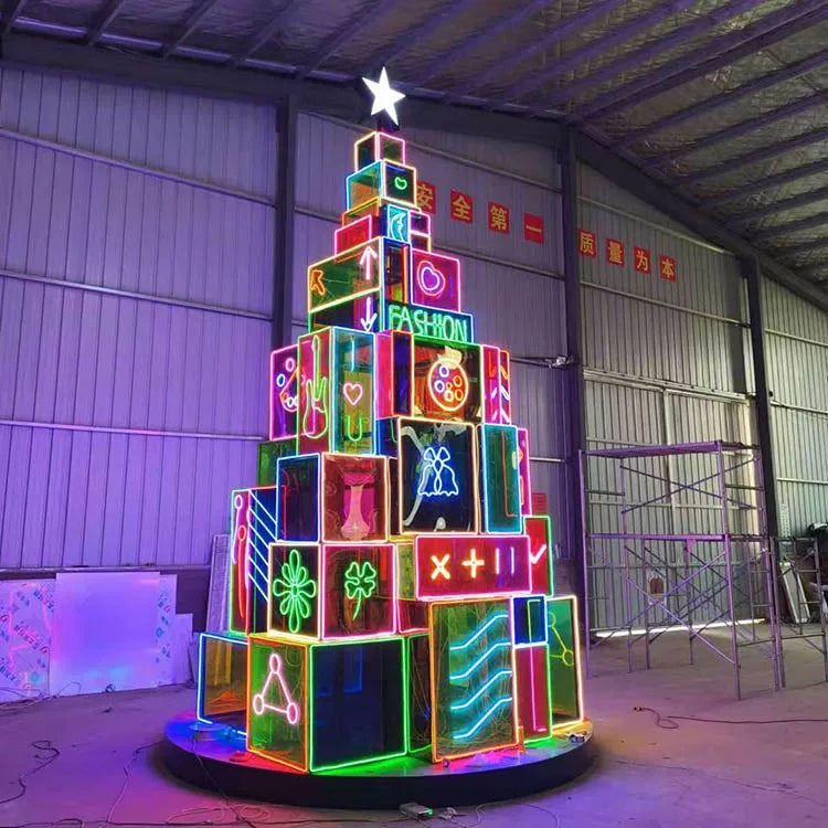 Large Colorful Acrylic Christmas Tree 10ft 20ft 30ft Giant Christmas Tree with Led Pixel Light for Sale